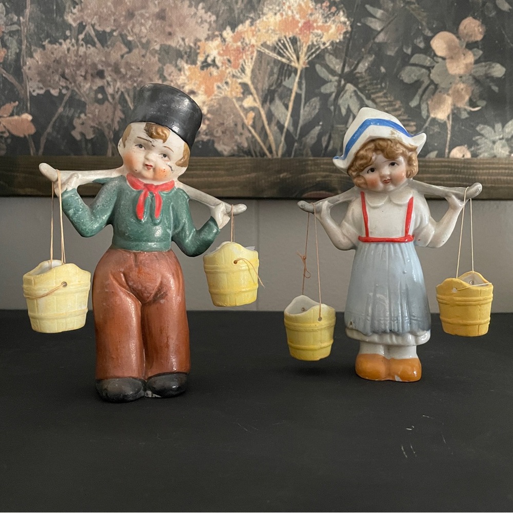 Charming Vintage Figurines with Buckets